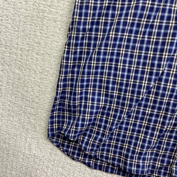 Paul & Shark Yachting Shirt Men Sz 44 Plaid Blue / Brown Short Sleeve Soft Touch - Picture 6 of 16